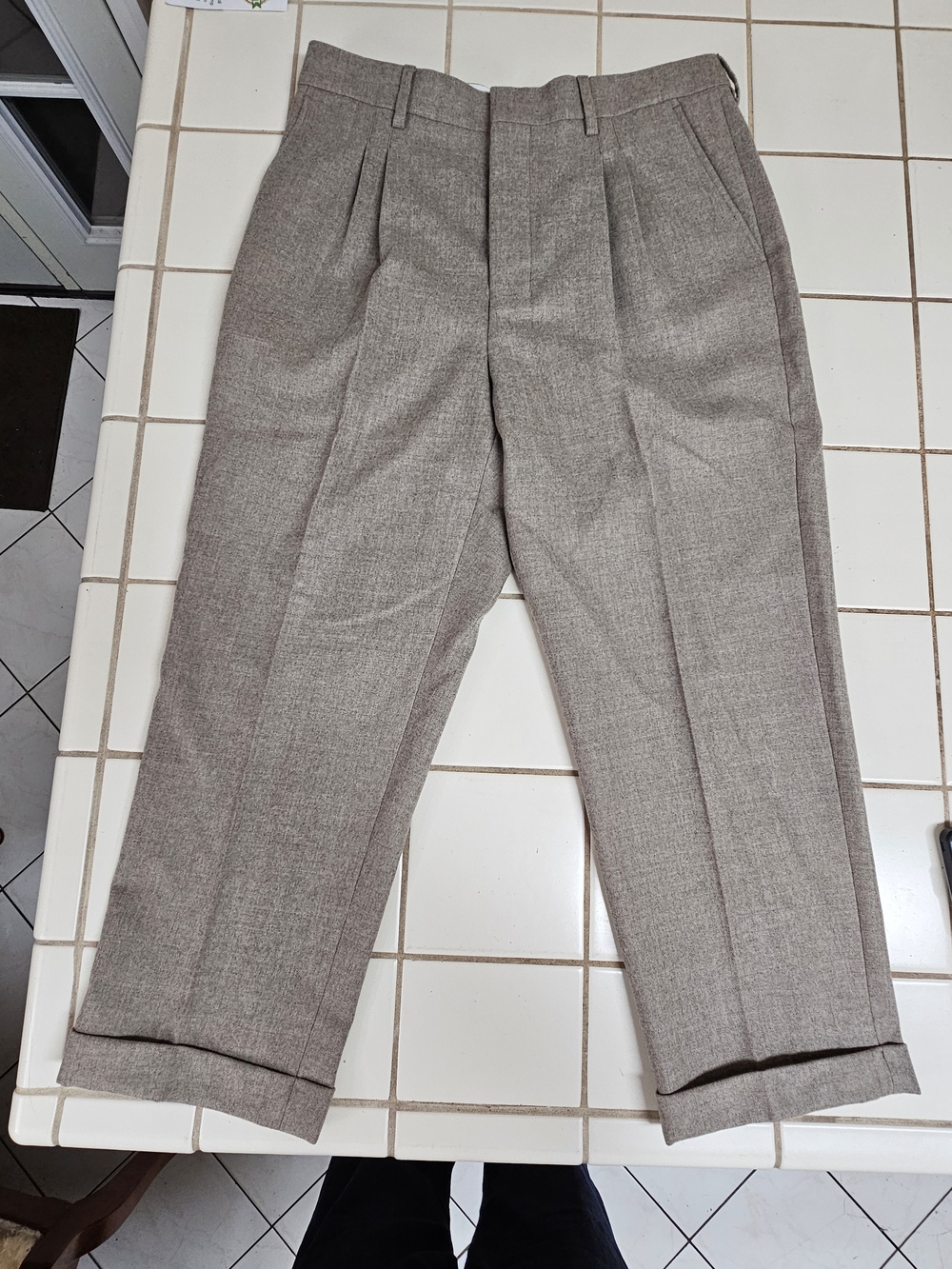 Ami Alexandre Mattiussi Taupe Pleated Dress Pants
